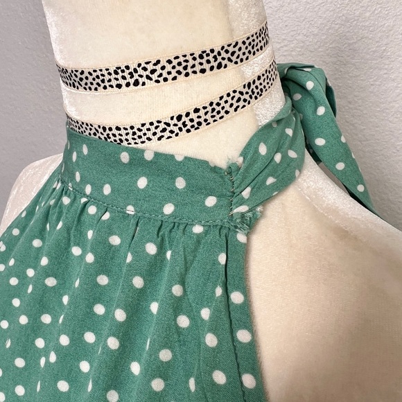 Green Polka Dot Long Dress Small - Picture 5 of 9